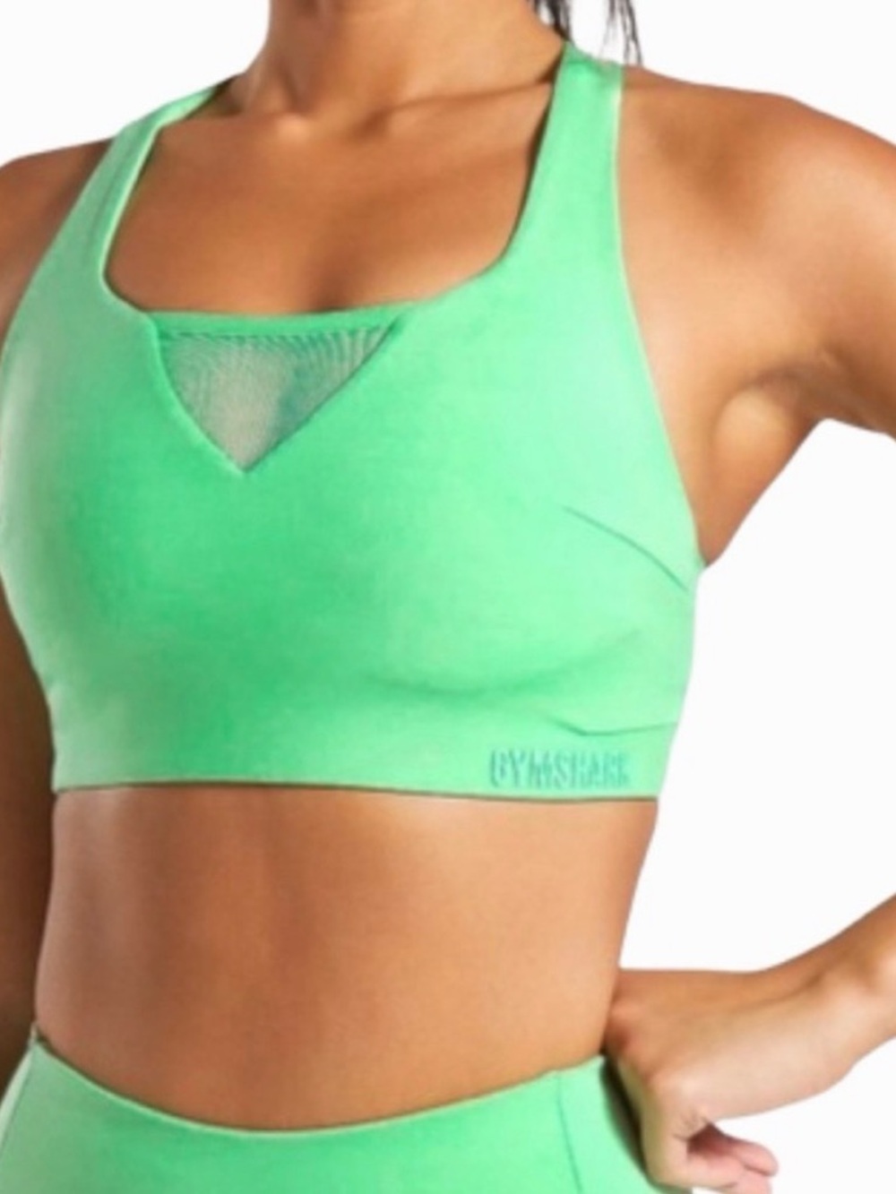 Gymshark Mint Green Mesh-Insert Seamless Sports Bra
